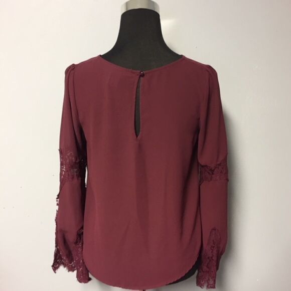 Rue 21 Lace Bell Sleeve Burgundy Top - Picture 5 of 6
